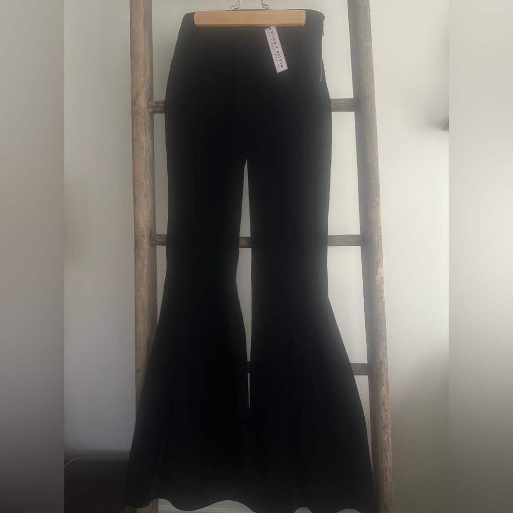 Alice + Olivia Black High-Waist Flared Pants